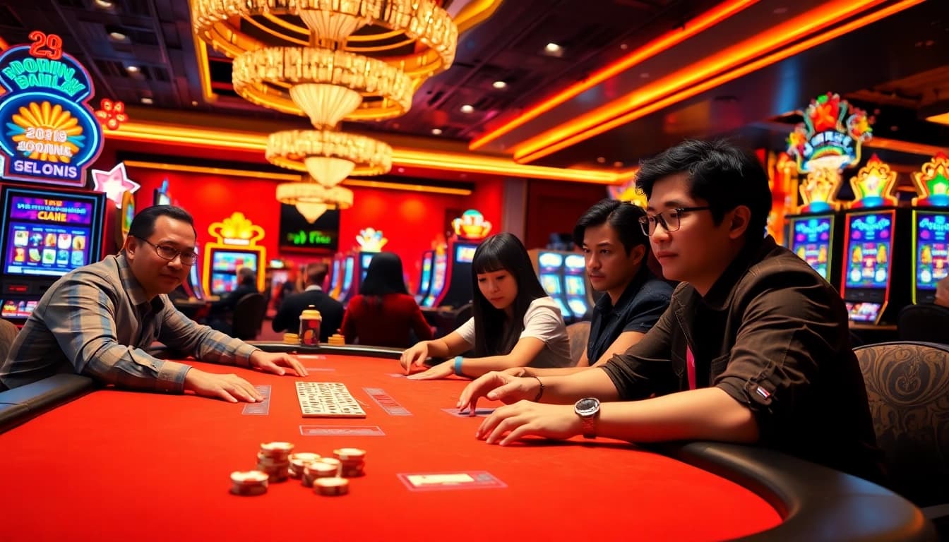 Meriahkan permainan Domino88 poker game dengan suasana kasino yang energik dan pemain berpengalaman.