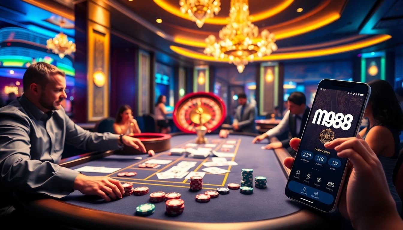 Action-packed moment at a casino table showcasing players enjoying the mu88 app experience.