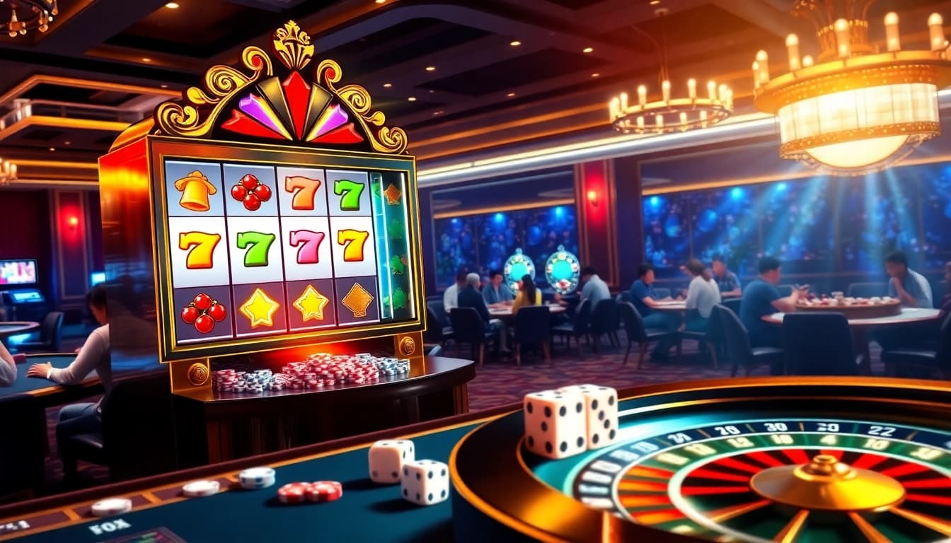 Spin and win at uu88 nổ hũ with exciting slot machines and vibrant casino atmosphere.