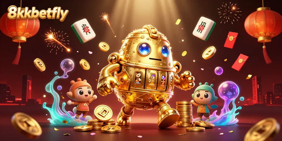 Engage in thrilling gameplay at 8xbetfly with a dynamic 3D illustration of an ancient golden golem.