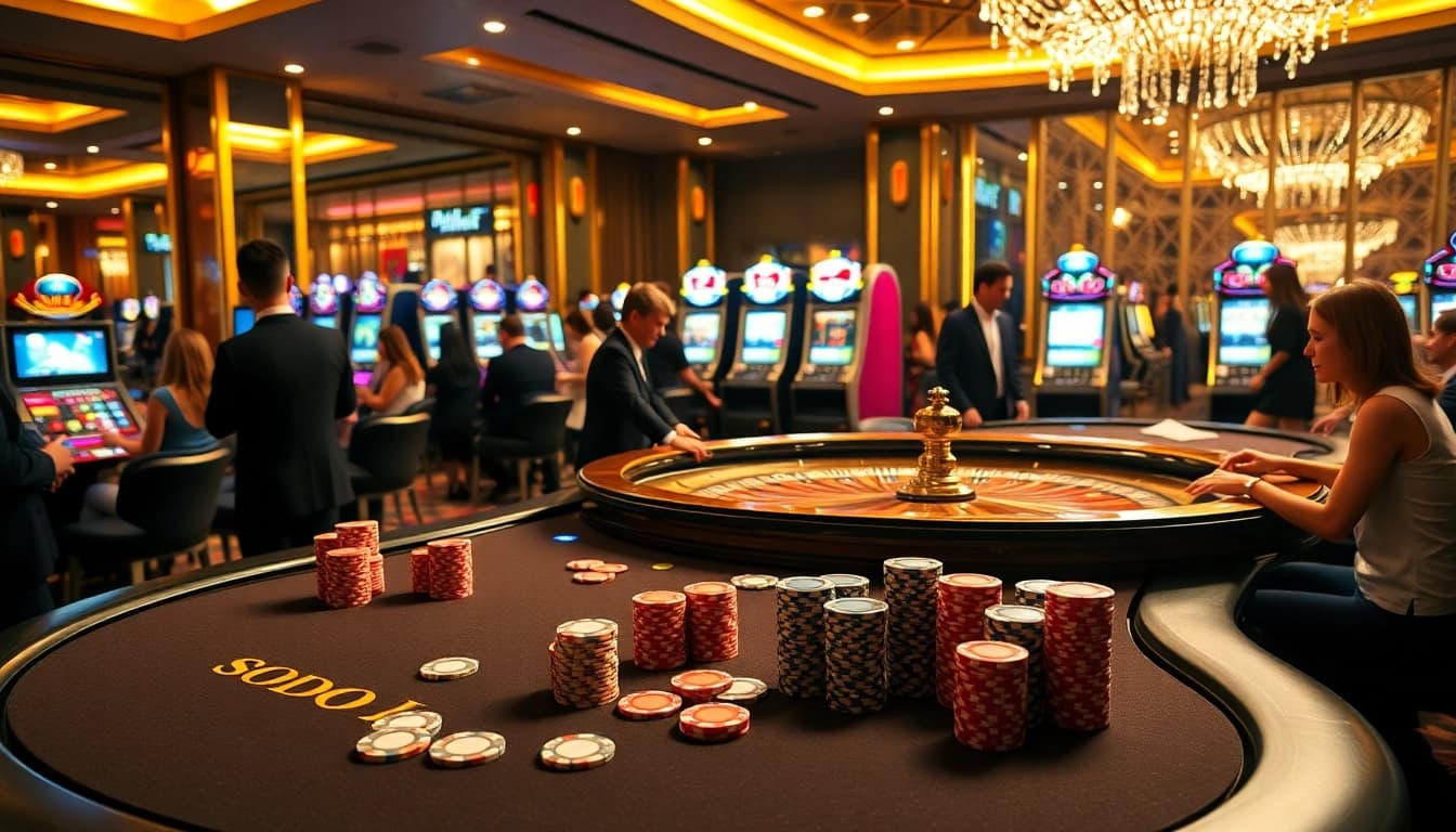 Experience the excitement at SODO Casino with vibrant gaming tables and thrilling slot machines.