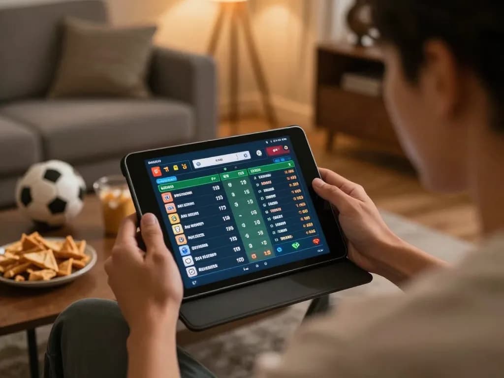 Thabet sports betting experience with dynamic live odds displayed on tablet in cozy home setup