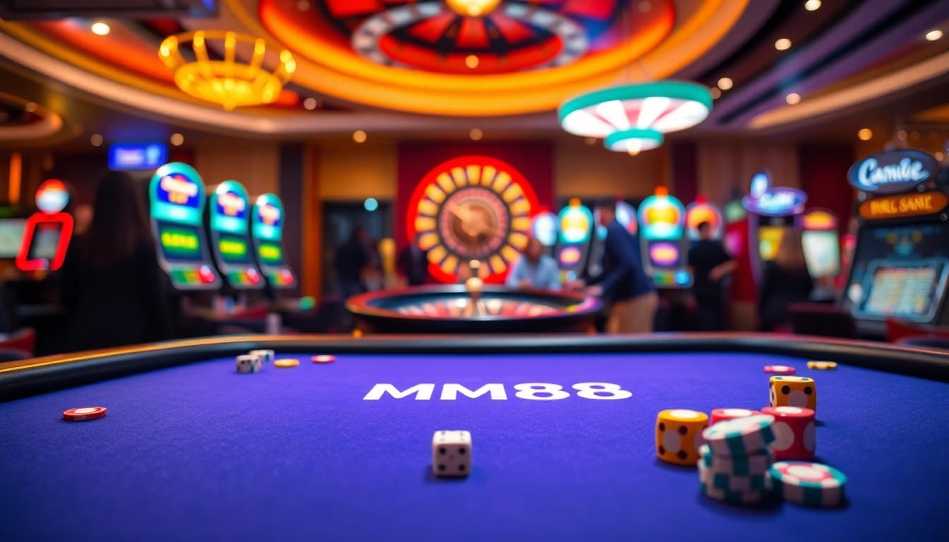 Experience the excitement of MM88 casino with vibrant games, poker tables, and luxury.