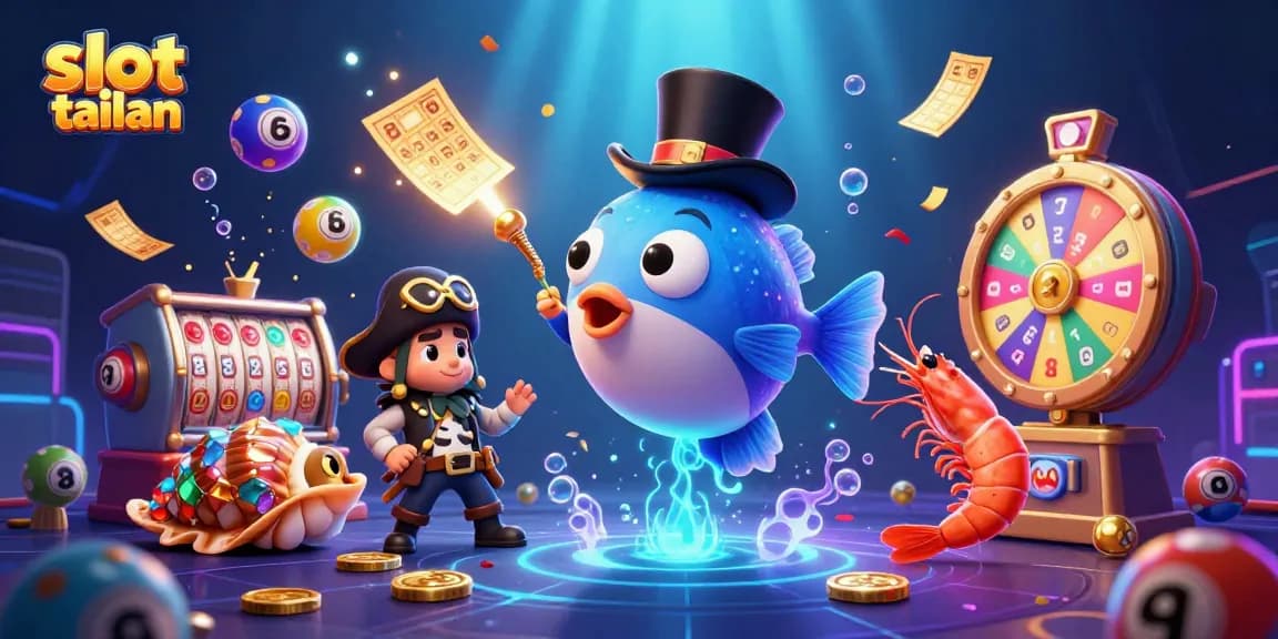 Win big with slot tailan in this lively ocean-themed casino illustration!
