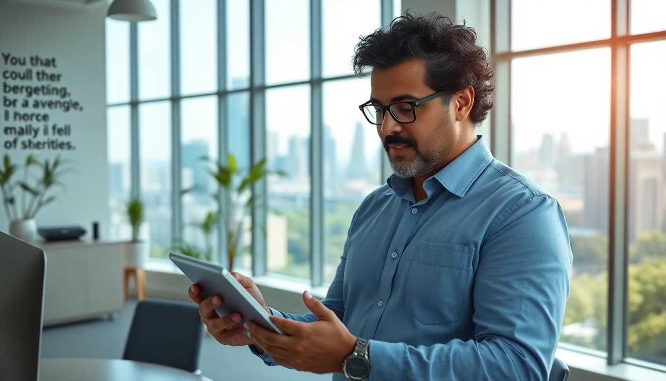 Engaging founder leadership insights showcased by a business leader in a modern office setting.