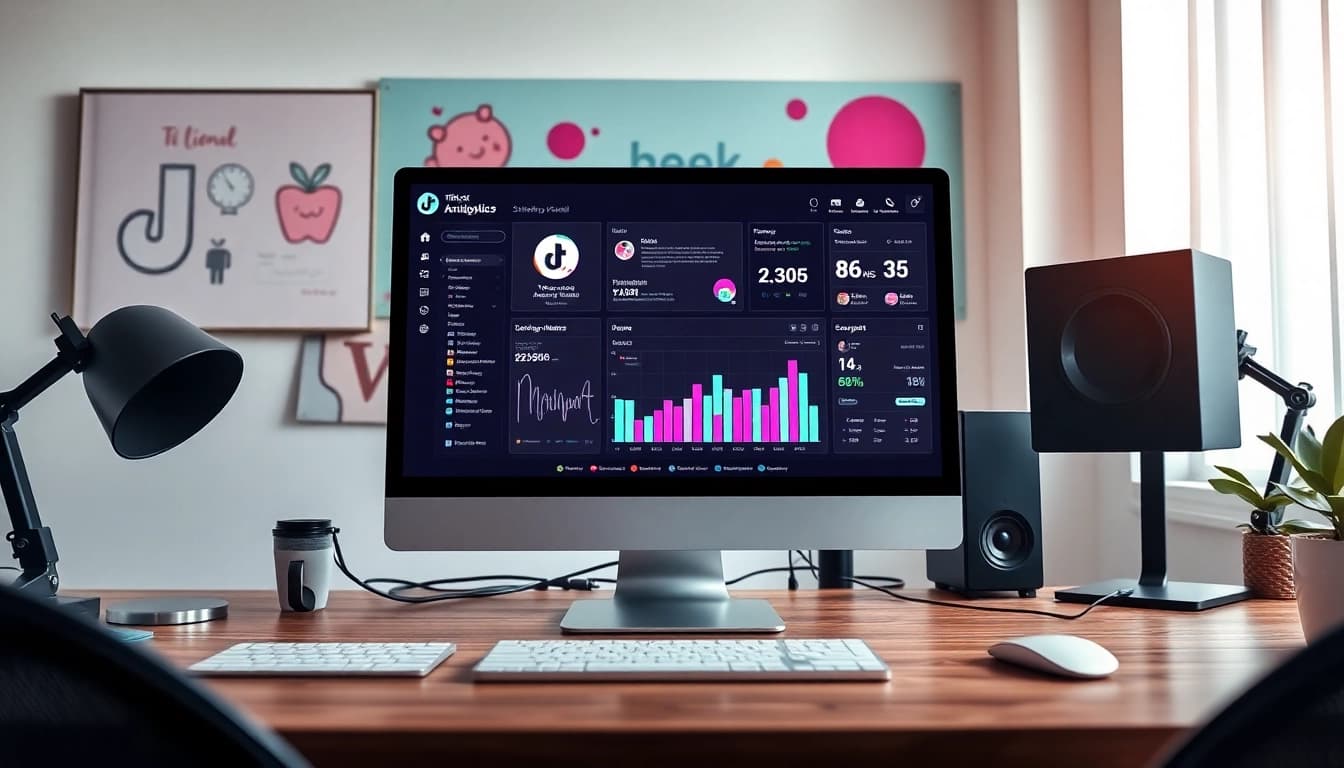 Engage with TikTok SMM panel through a professional digital marketing workspace, highlighting analytics.