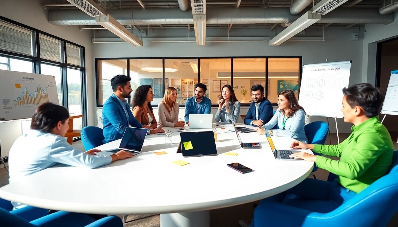Generate insights using af88.com results in a modern office brainstorming session.