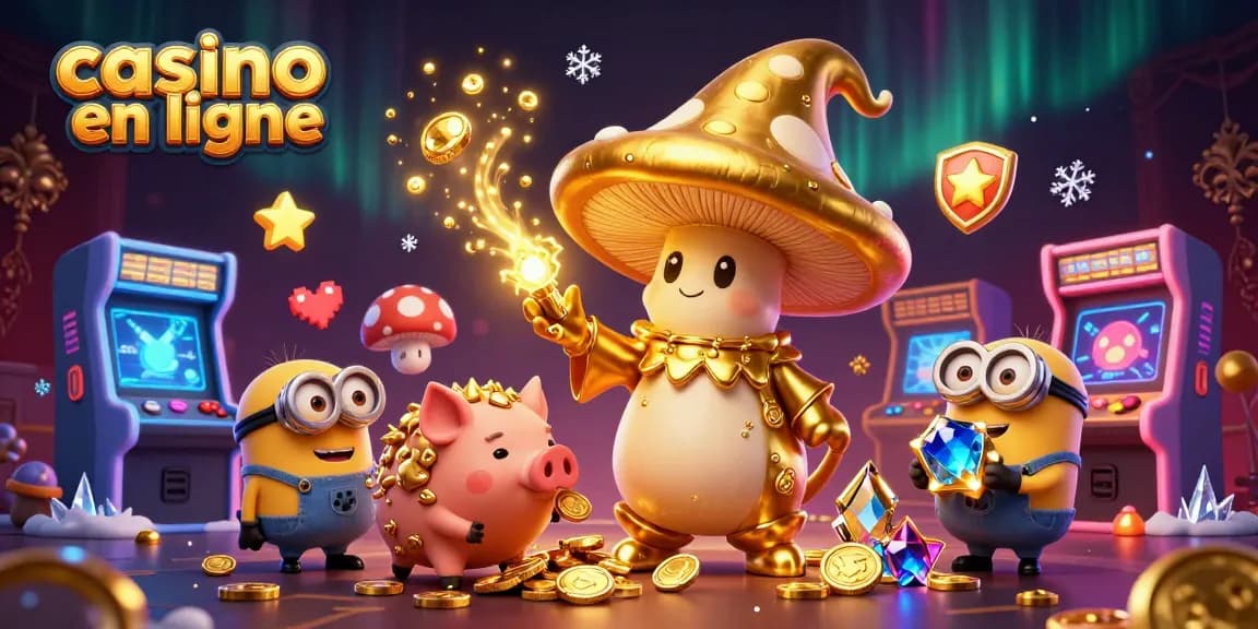 Intéressez-vous aux jeux de casino en ligne avec cette illustration dynamique mettant en avant la magie des jackpots.