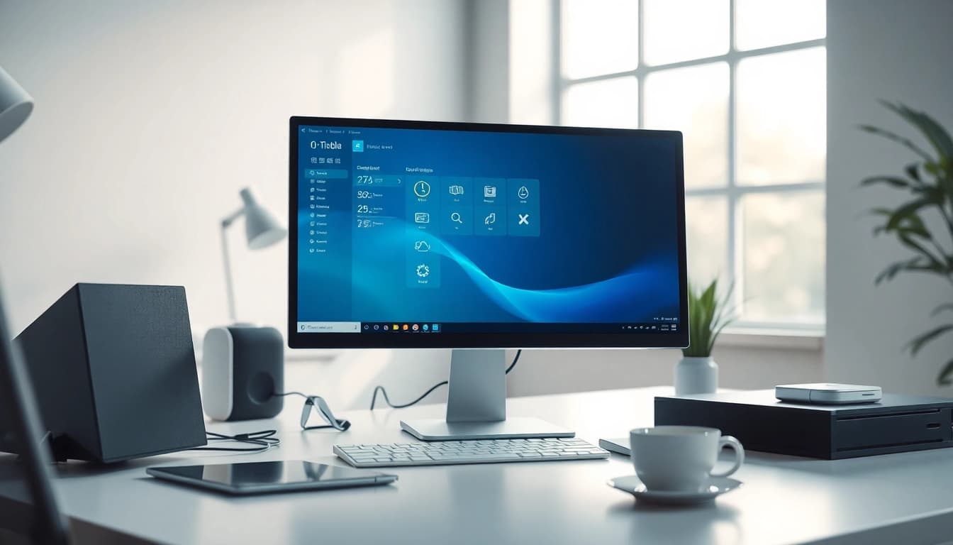 Interactive 向日葵远程控制下载 software interface displayed on a sleek computer monitor.