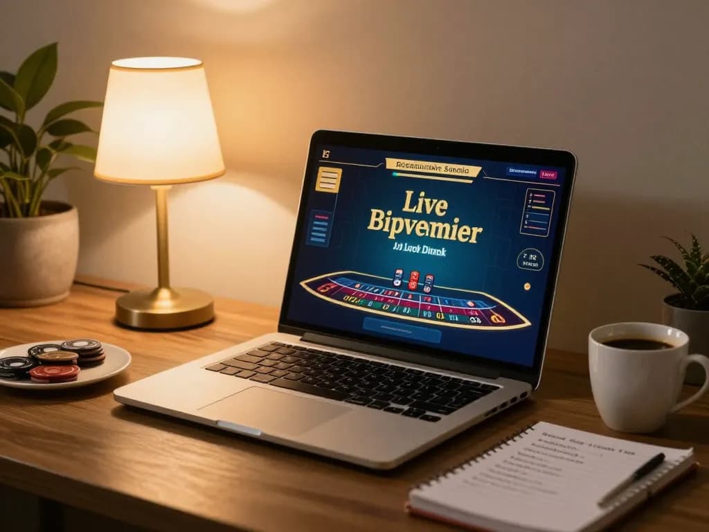 Engaging in online gaming with sun win blackjack setup showcasing live dealer interface and strategy notes