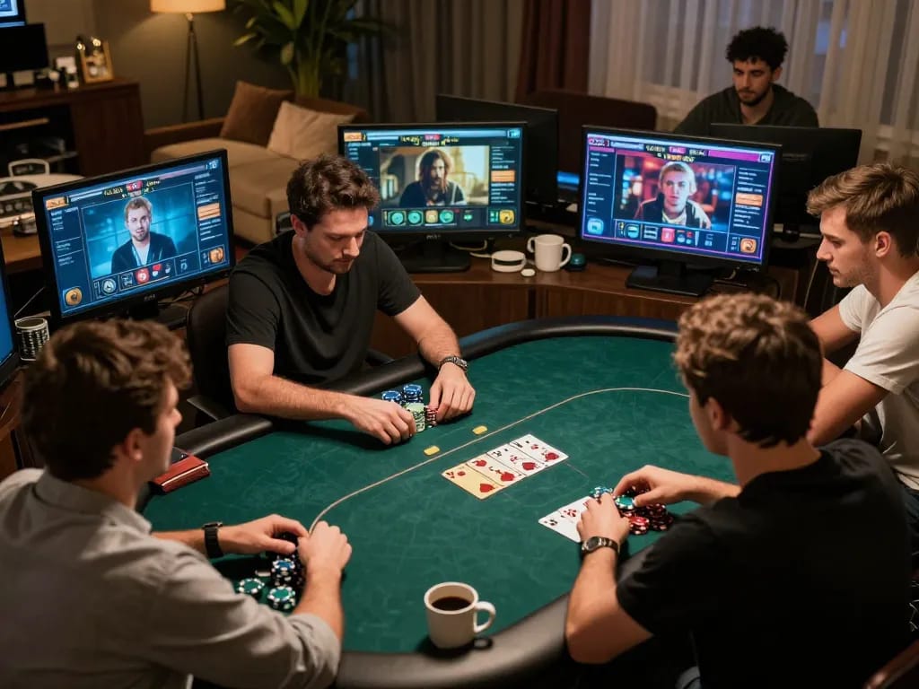 Players engaging in an exciting online poker game at 678vip, showcasing strategies and competitive spirit.