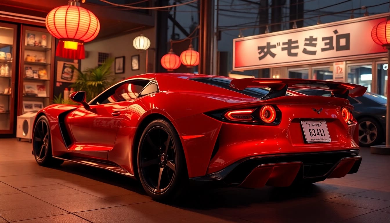 車リースを検討している人々が新車を見ている、魅力的な展示場の風景。
