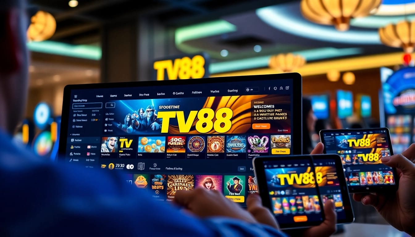 TV88 online casino interface showcasing diverse gaming options and secure payment features.