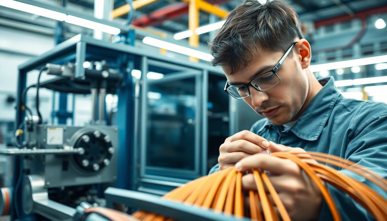 Flexible Wire Manufacturer inspecting high-quality wires in a state-of-the-art facility.