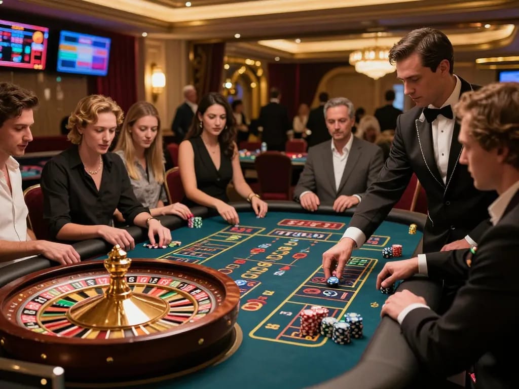 Bluepha strategy unfolded during an engaging roulette game at a luxury casino, capturing action and excitement.