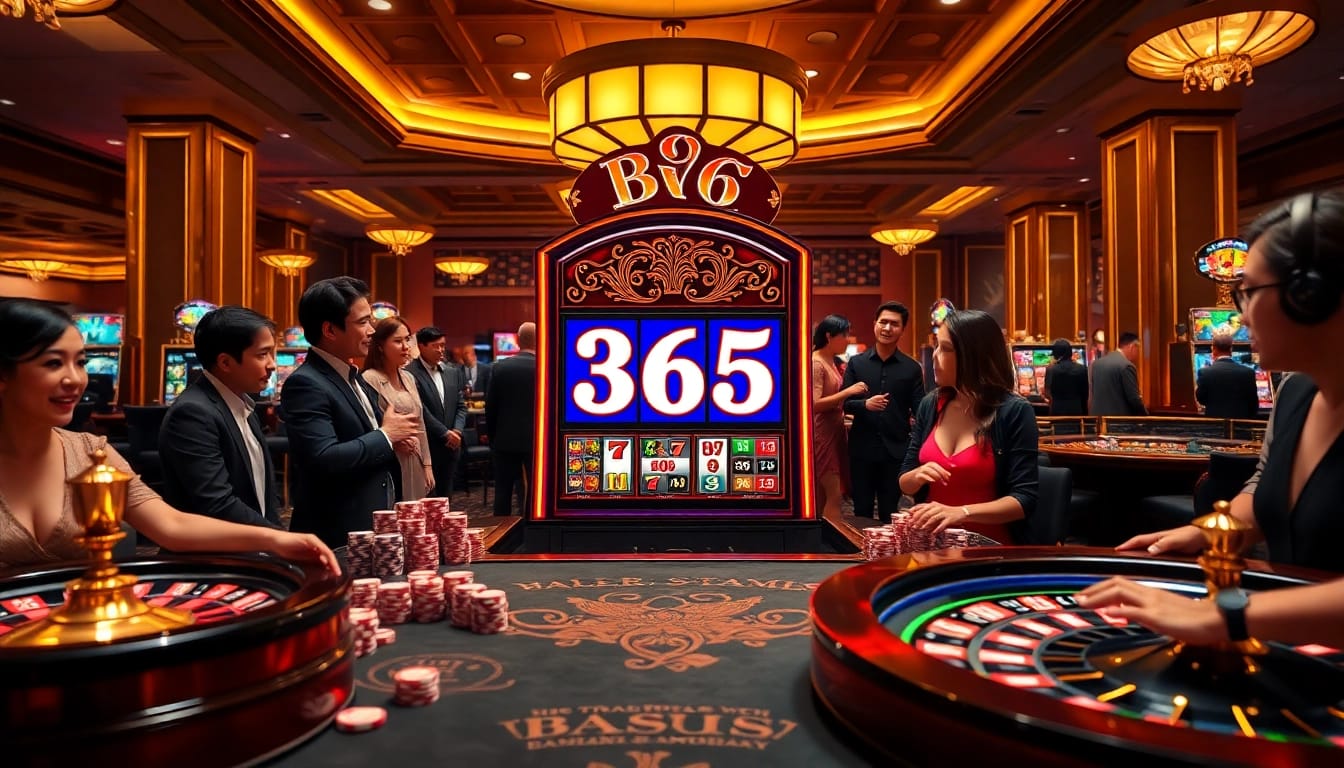 Experience thrilling gameplay at the 365 slot machine in a vibrant casino setting.