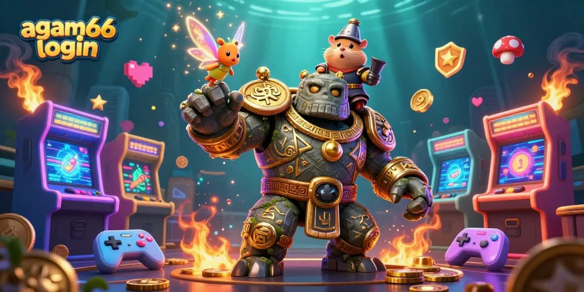 Engage with gaming magic at AGAM66 login, featuring enchanting characters and vibrant casino elements.
