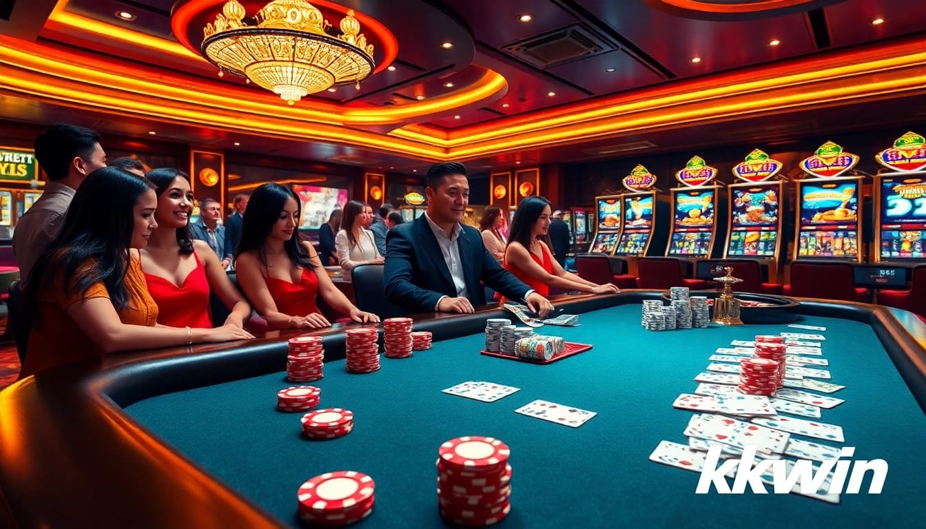 Experience kkwin's thrilling casino ambiance with engaged players at the roulette table.