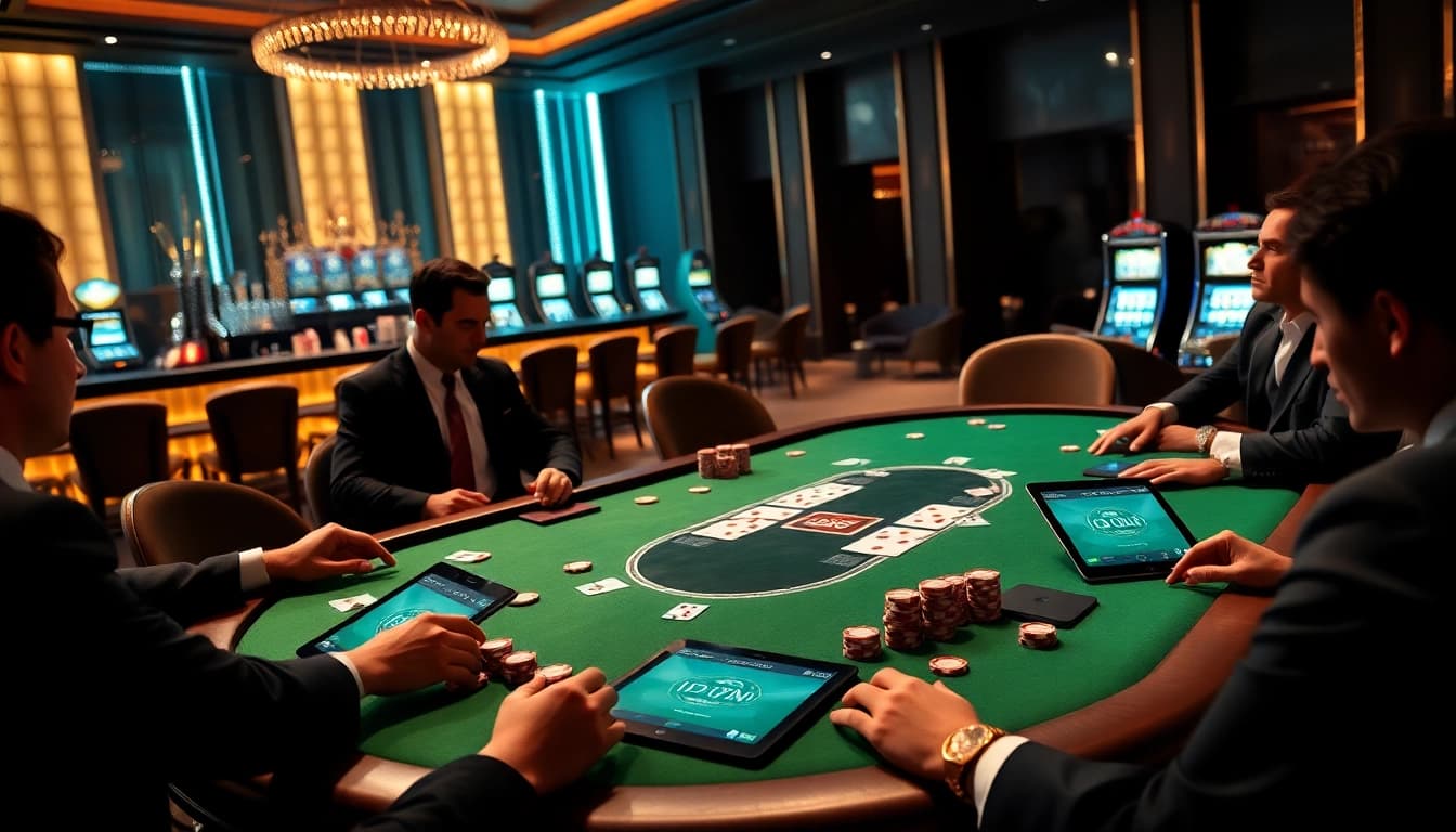 Experience the excitement of IDN Poker at a luxurious casino table with professional players.