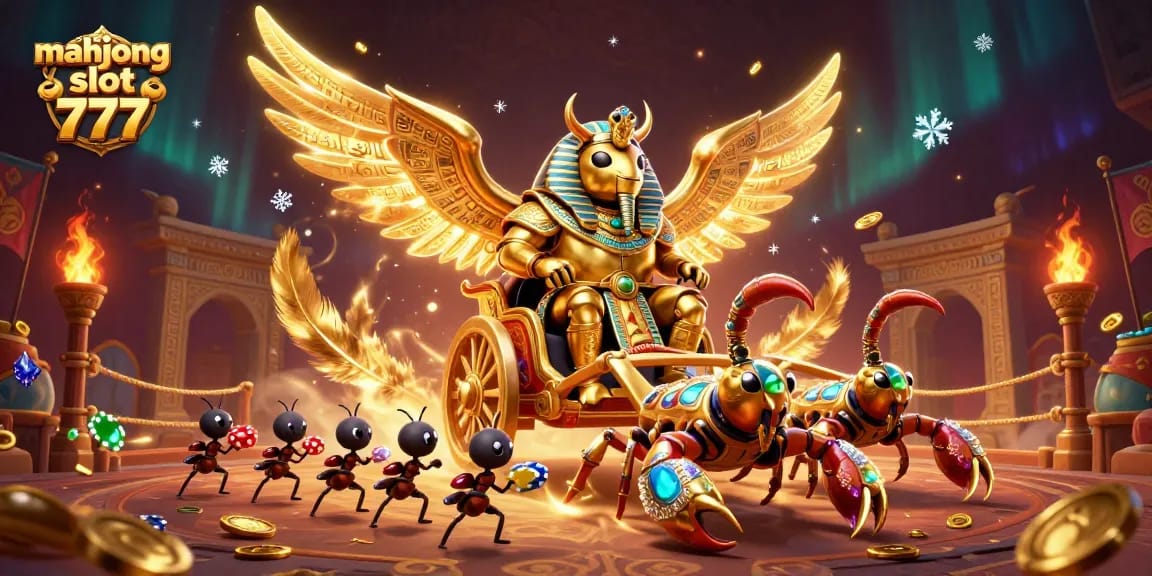 Experience thrills with mahjong slot 777 featuring dynamic golden beetles and gaming elements.