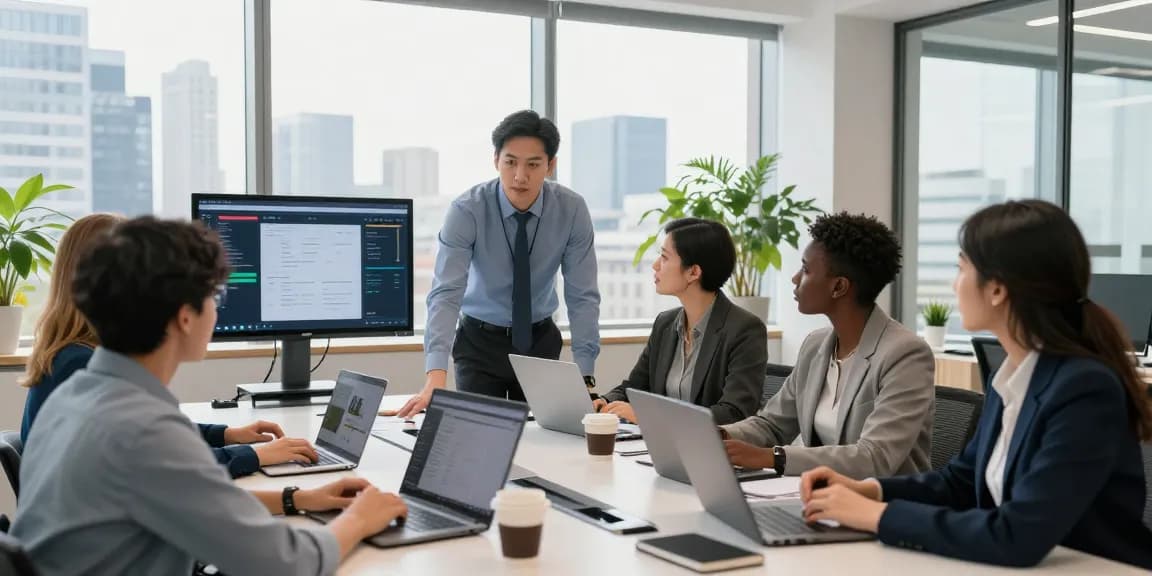 Managed IT services London showcased by a professional IT technician supporting a small business team in a modern conference room.
