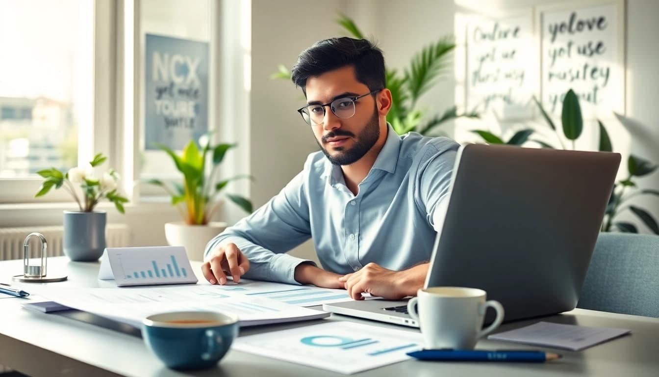 Plan your Online business setup with a professional organizing ideas at a modern workstation.