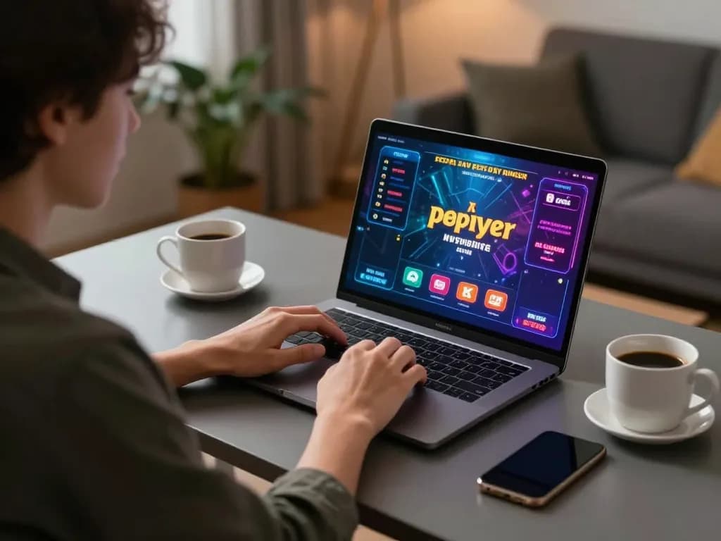 Experience LINK SUNWIN with a user engaging in online casino gaming at a cozy desk