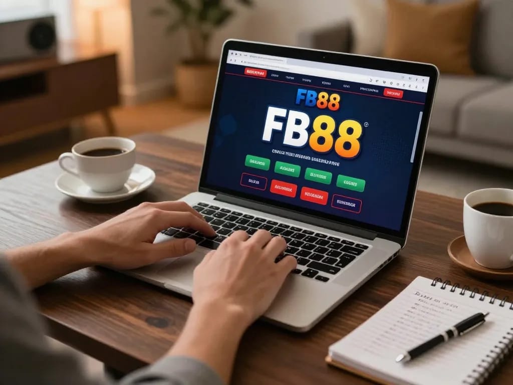 Engaging scene of a player using fb88 for online gambling, showcasing betting activity and responsible gaming.