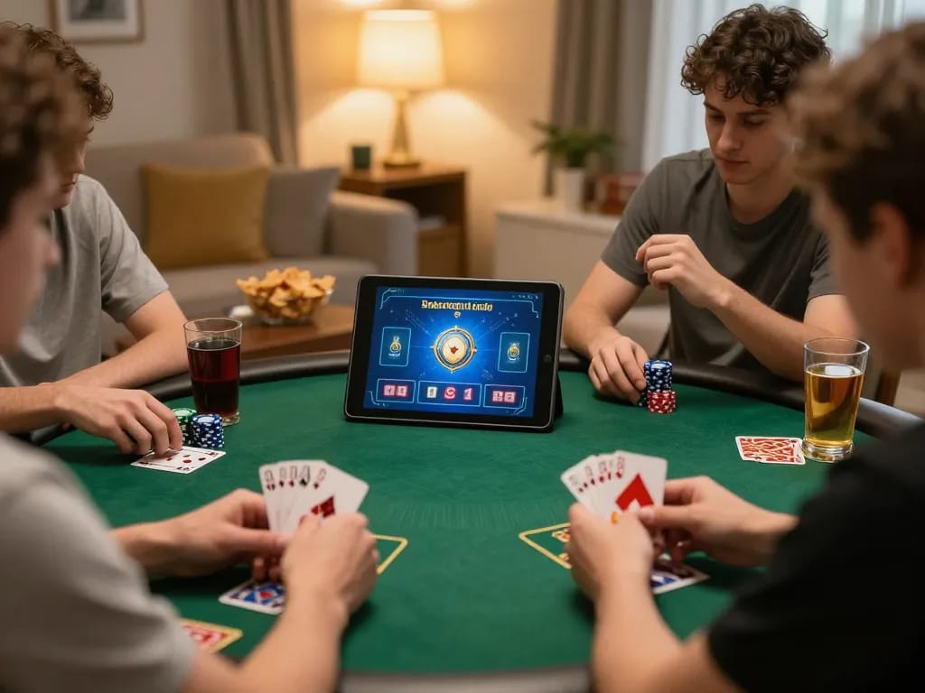 Engaging online poker gameplay at home showcasing king garuda138 gaming strategies.