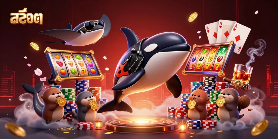 Experience excitement and winning with สล็อต in a vibrant 3D casino scene filled with dynamic characters.