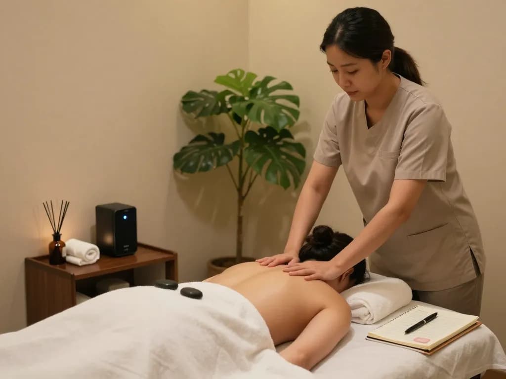 Experience 신사동마사지 in a tranquil massage therapy setting with a skilled therapist.