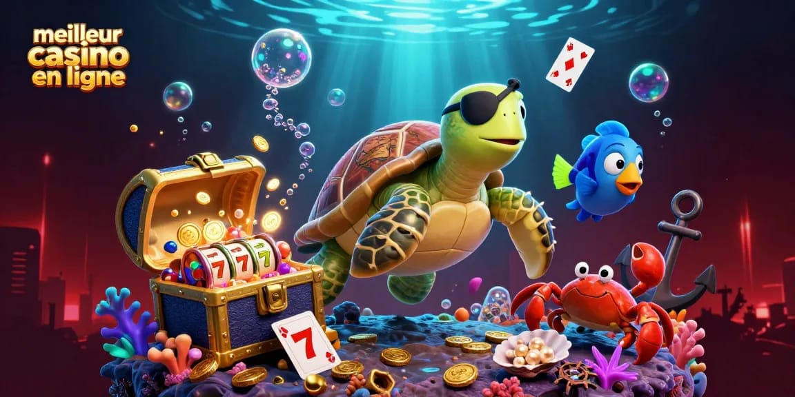 Jouez comme un expert au meilleur casino en ligne avec une scène animée de machines à sous et des personnages colorés.