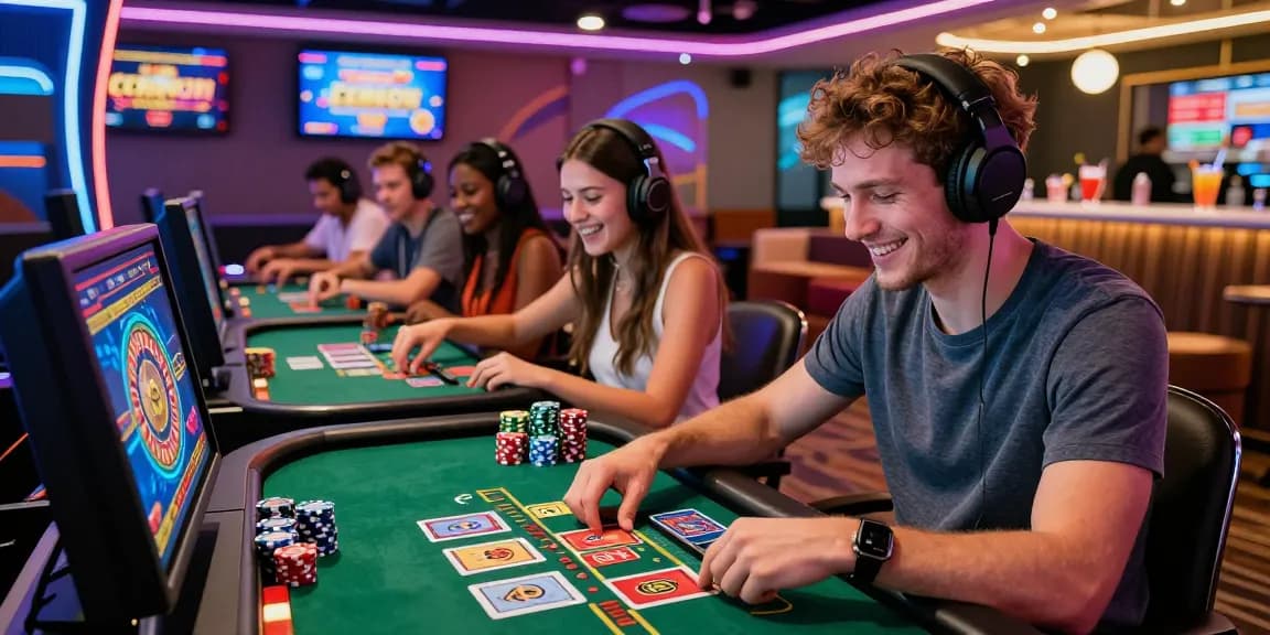 Engaged players at vibrant non uk casino sites enjoying gaming experiences with modern technology.