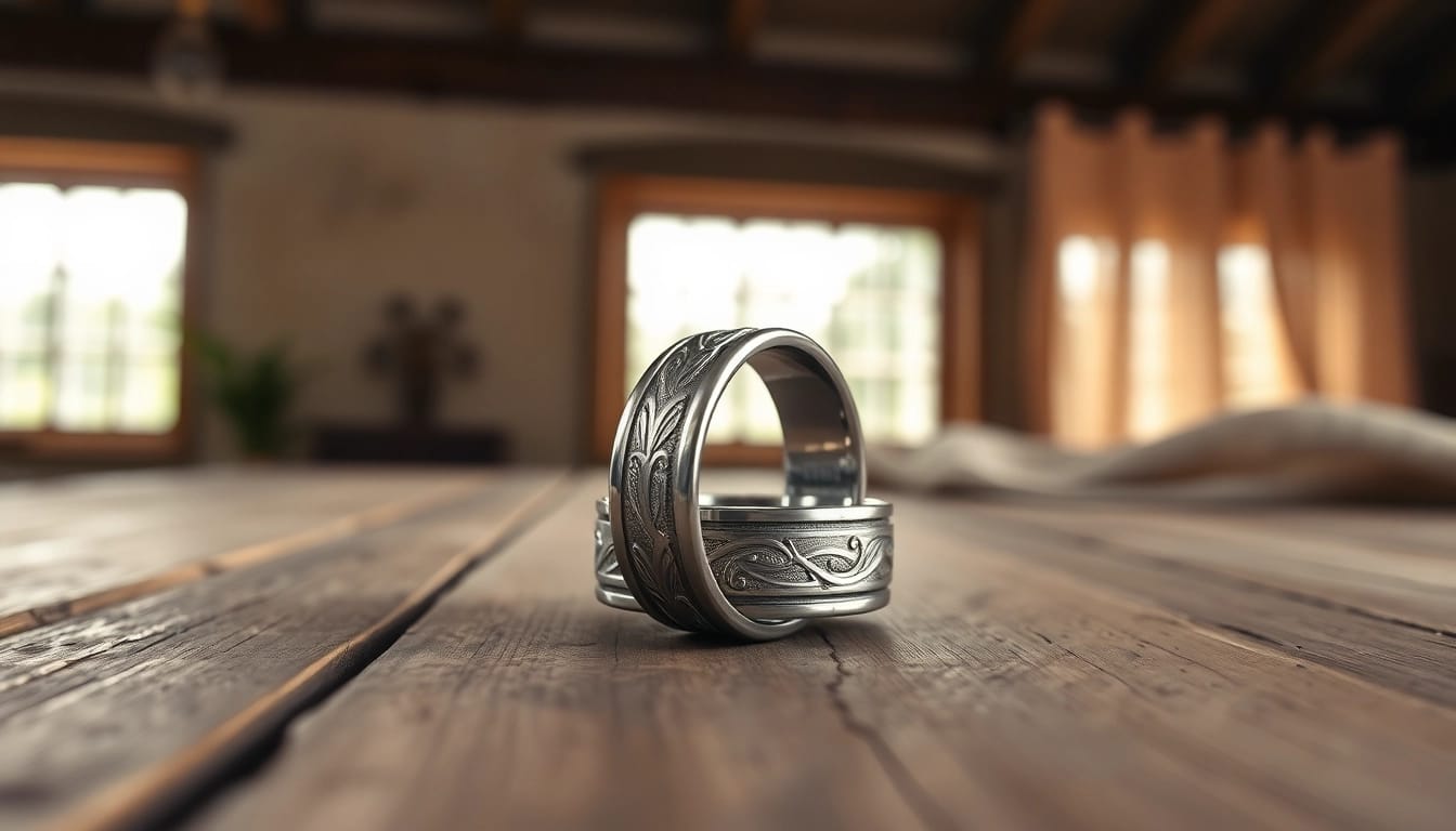 Capture stunning tungsten wedding bands with intricate designs and natural lighting highlighting their craftsmanship.