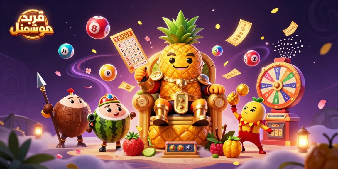 Engage in the excitement of خرید قفل هوشمند with a vibrant casino-themed illustration featuring cartoon characters and lottery elements.