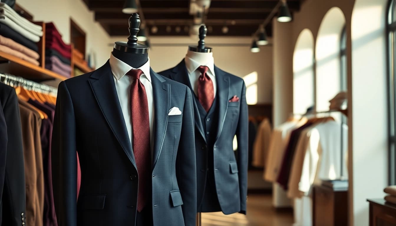 Shop stunning designer menswear that embodies elegance and style in a luxurious boutique.