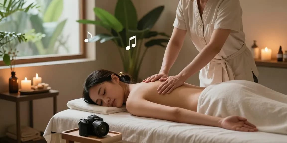 부산스웨디시 마사지를 받는 여성과 아로마 오일이 있는 마사지룸