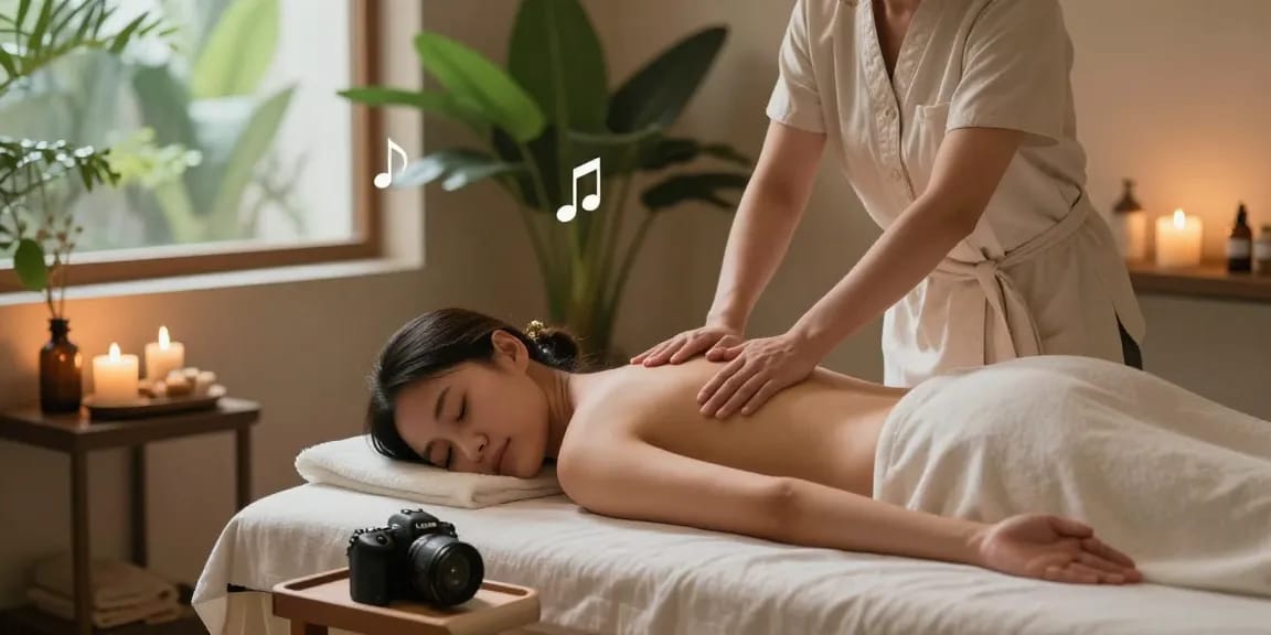 부산스웨디시 마사지를 받는 여성과 아로마 오일이 있는 마사지룸