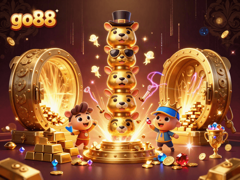 Engage in vibrant go88 casino adventures with a dynamic totem pole and treasures.