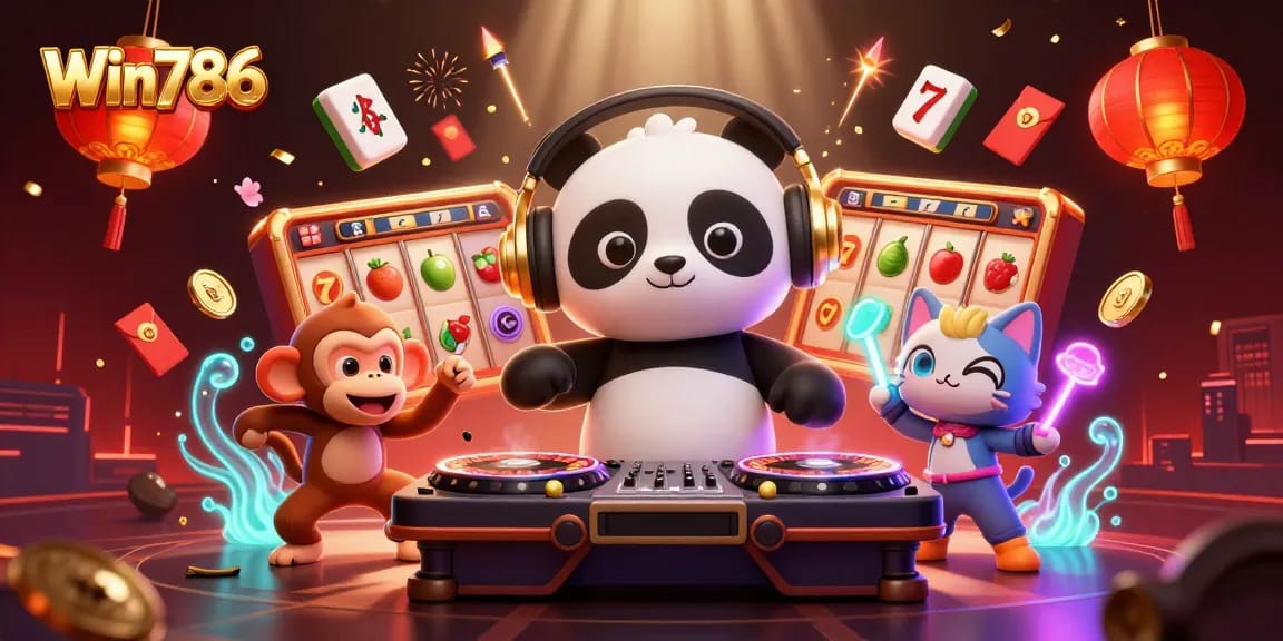 Win786 delivers thrilling slots action with vibrant characters and casino elements.
