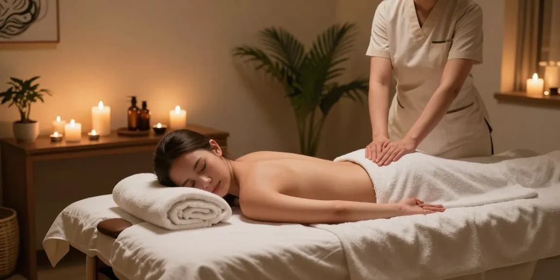 마사지와 아로마 테라피가 조화를 이루는 편안한 스파 환경