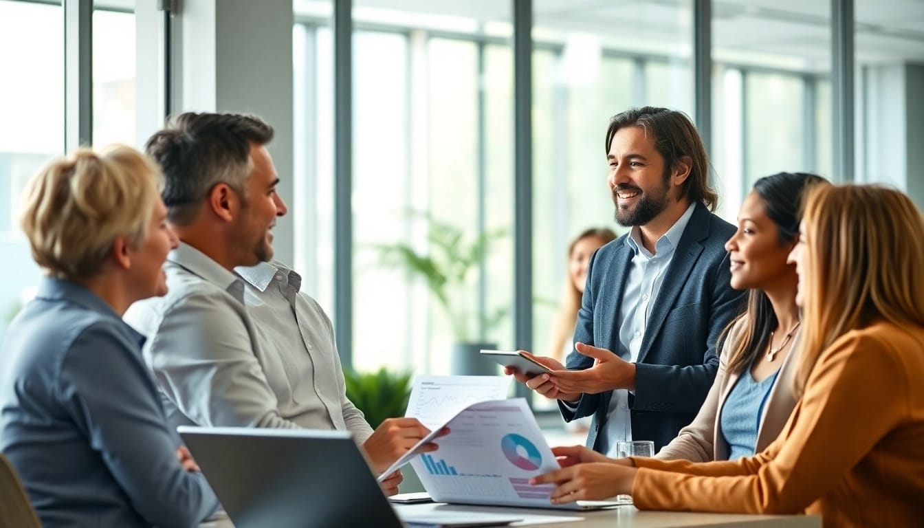 Engaging financial advisor Portsmouth va guiding clients in a modern office.
