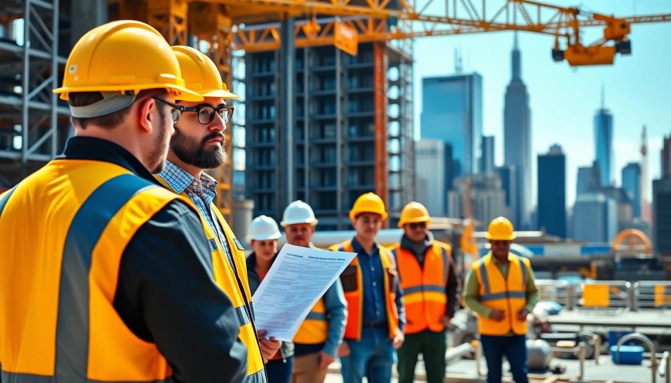 Experienced New York City Commercial General Contractor managing a bustling construction site.