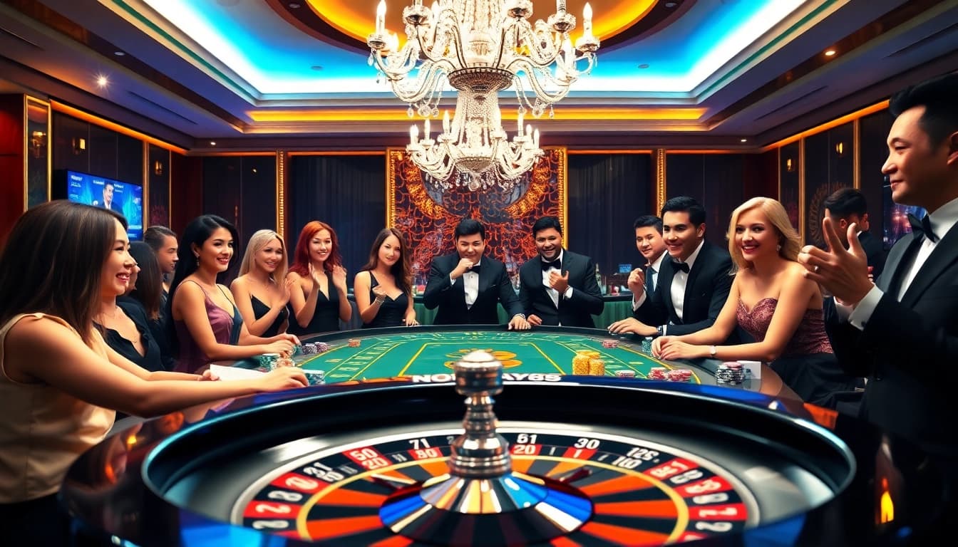 Join the excitement at nova88 with high-stakes poker, colorful chips, and a luxurious casino atmosphere.