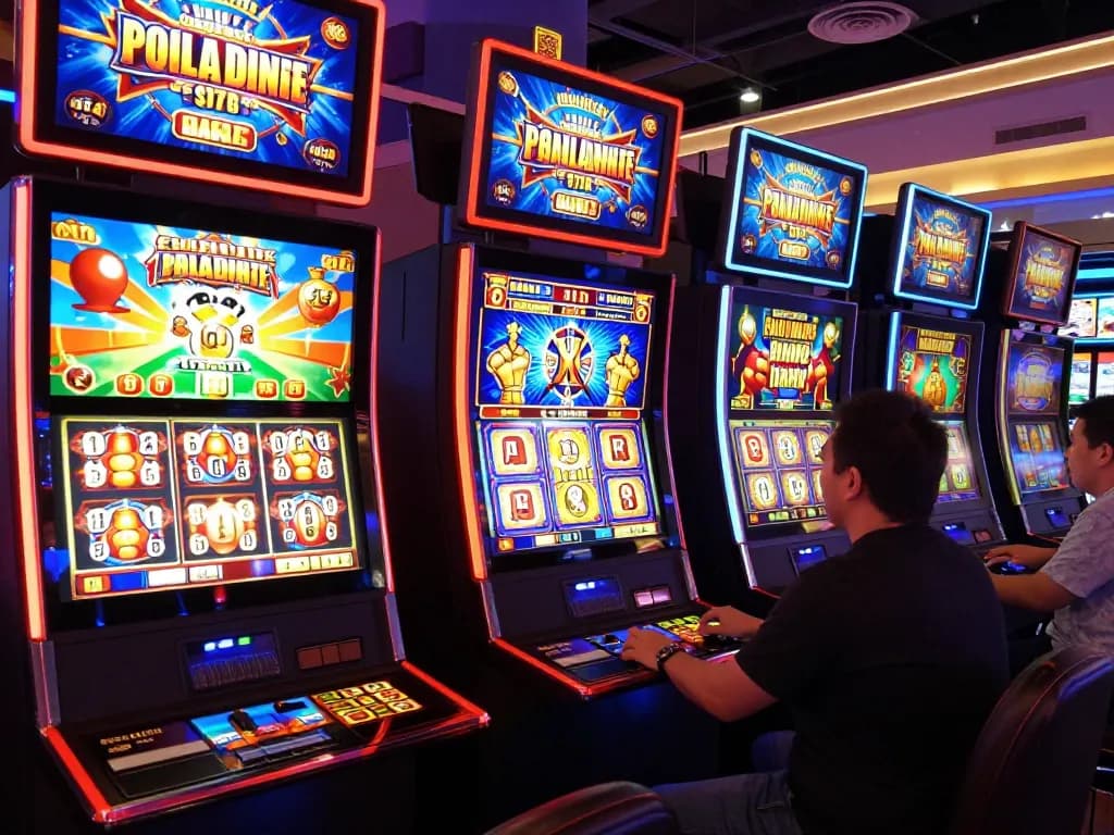 Engaging online slot game scene illustrating the vibrant experience on vegasslot77.com with colorful graphics and lively atmosphere.