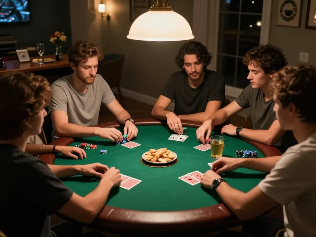 Players engaging in a friendly home poker night with 789 club themed stakes and vibrant atmosphere.