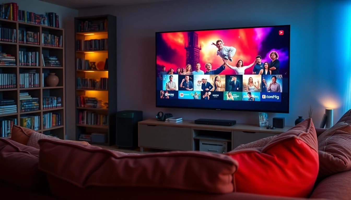 Enjoy watching series online in a cozy home theater with friends and family.