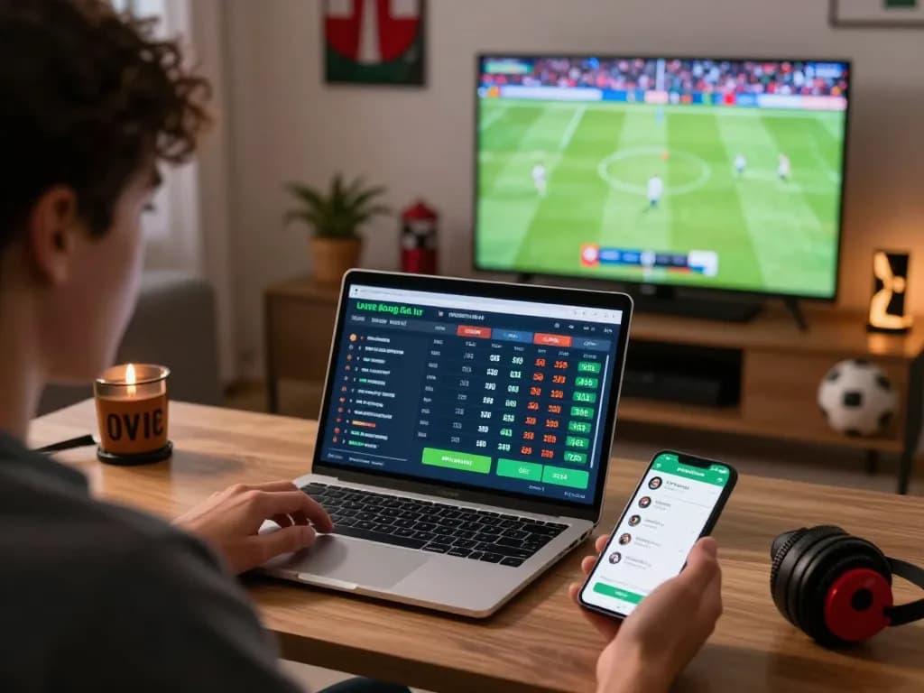 Engaging with bóng đá lu live scores while analyzing betting odds in a lively home sports setup.