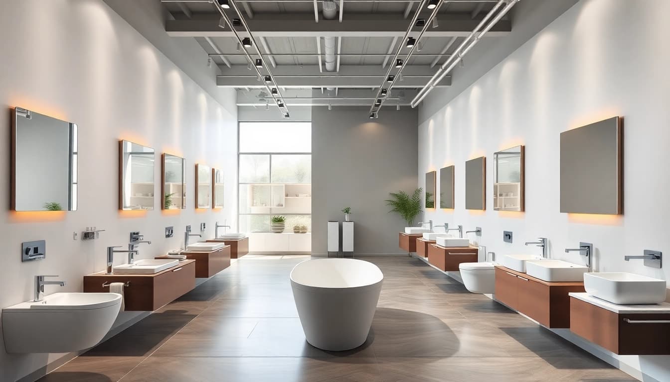 Sehen Sie moderne, stilvolle sonni sanitär Produkte in einem eleganten Badezimmer.