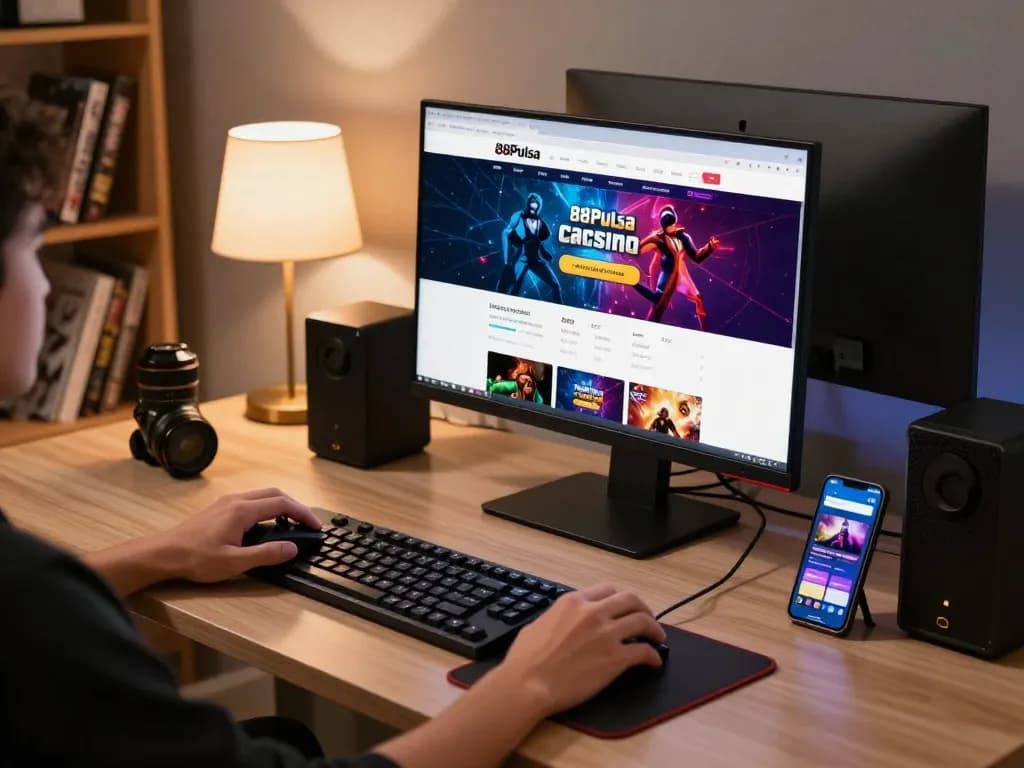 Pengalaman permainan yang menarik dengan pengaturan kasino online 88Pulsa yang menampilkan antarmuka dan sentuhan pribadi.